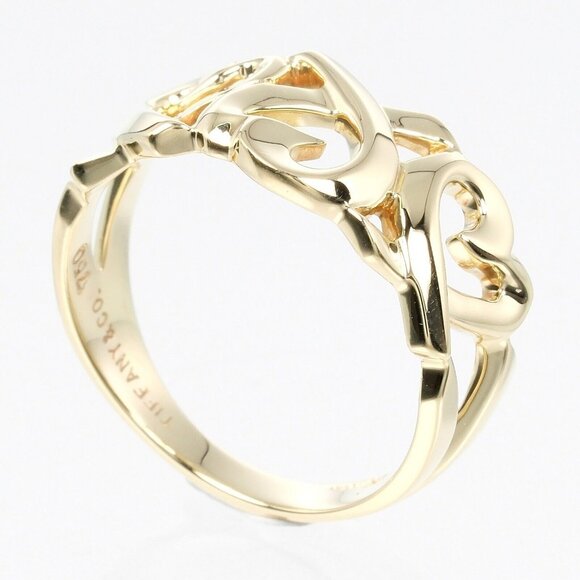 TIFFANY&Co. Triple rubbing heart Ring K18 yellow gold #4.5(US Size) 3.6g Women